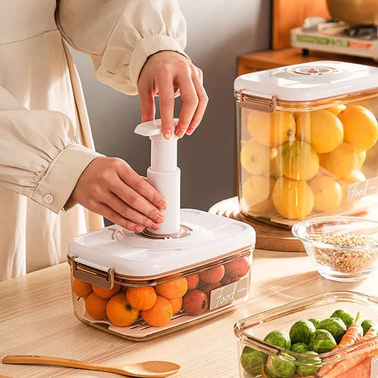 Pote Hermético com Tampa e Selador a Vácuo para Armazenamento de Alimentos
