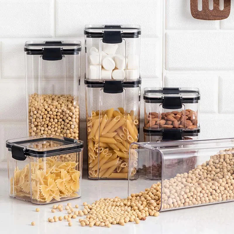 Pote de Armazenamento de Alimentos em Acrílico Transparente - Recipiente Organizador