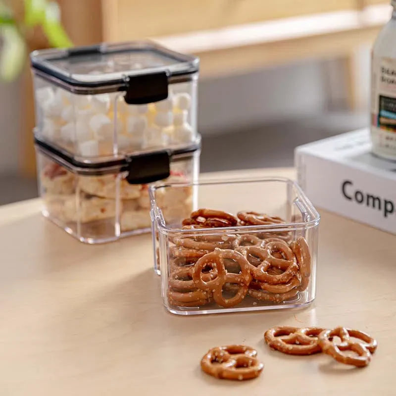 Pote de Armazenamento de Alimentos em Acrílico Transparente - Recipiente Organizador
