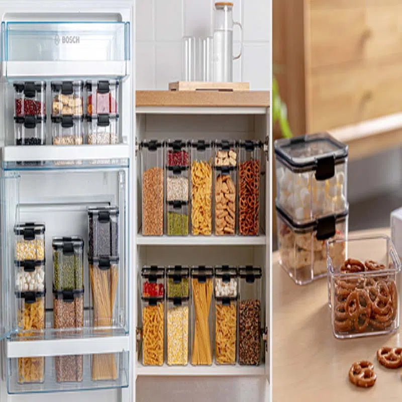 Pote de Armazenamento de Alimentos em Acrílico Transparente - Recipiente Organizador