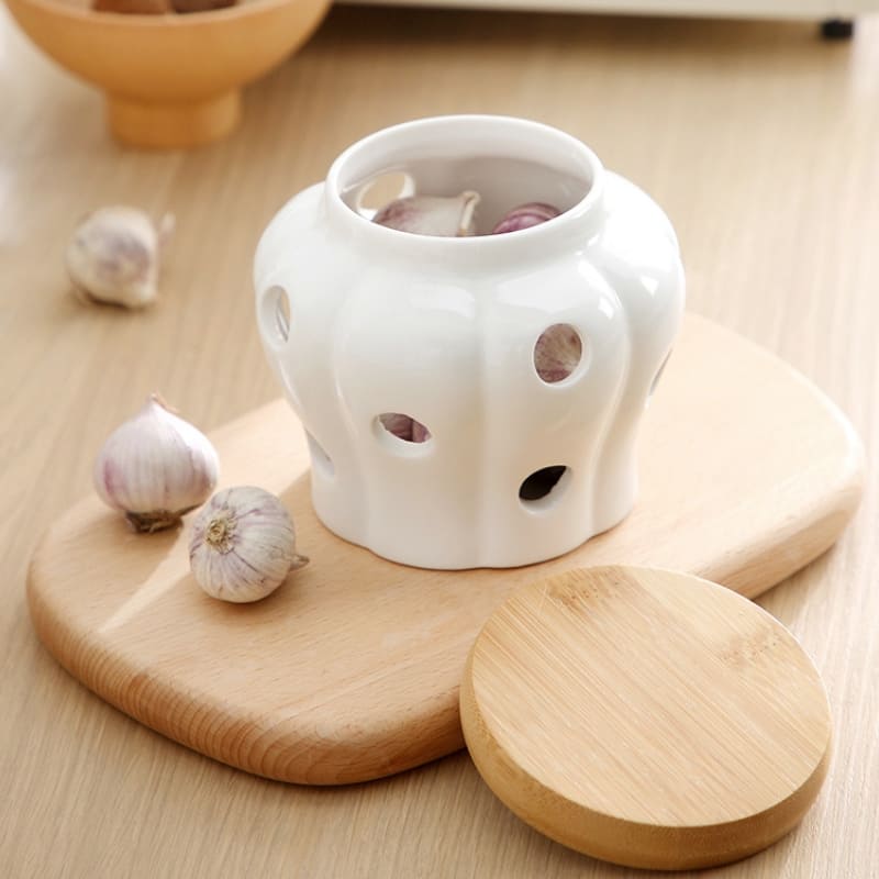 Pote de Cerâmica Decorativo com Tampa de Madeira - Ideal para Decoração de Ambientes
