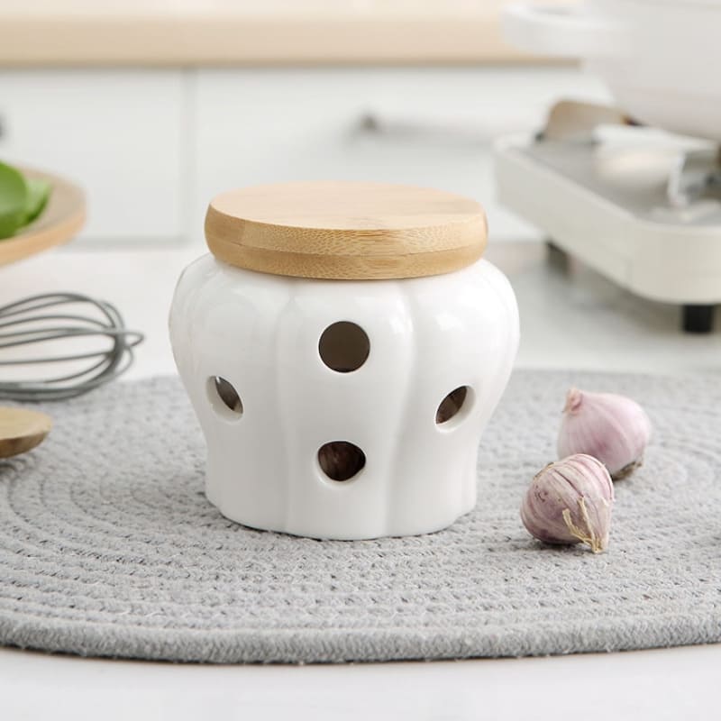 Pote de Cerâmica Decorativo com Tampa de Madeira - Ideal para Decoração de Ambientes