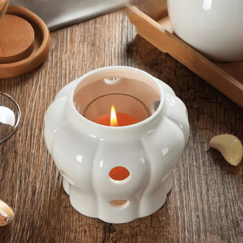 Pote de Cerâmica Decorativo com Tampa de Madeira - Ideal para Decoração de Ambientes