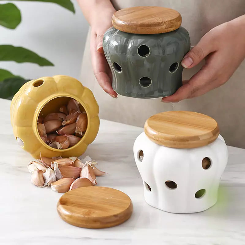 Pote de Cerâmica Decorativo com Tampa de Madeira - Ideal para Decoração de Ambientes