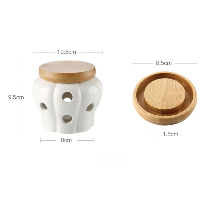 Pote de Cerâmica Decorativo com Tampa de Madeira - Ideal para Decoração de Ambientes