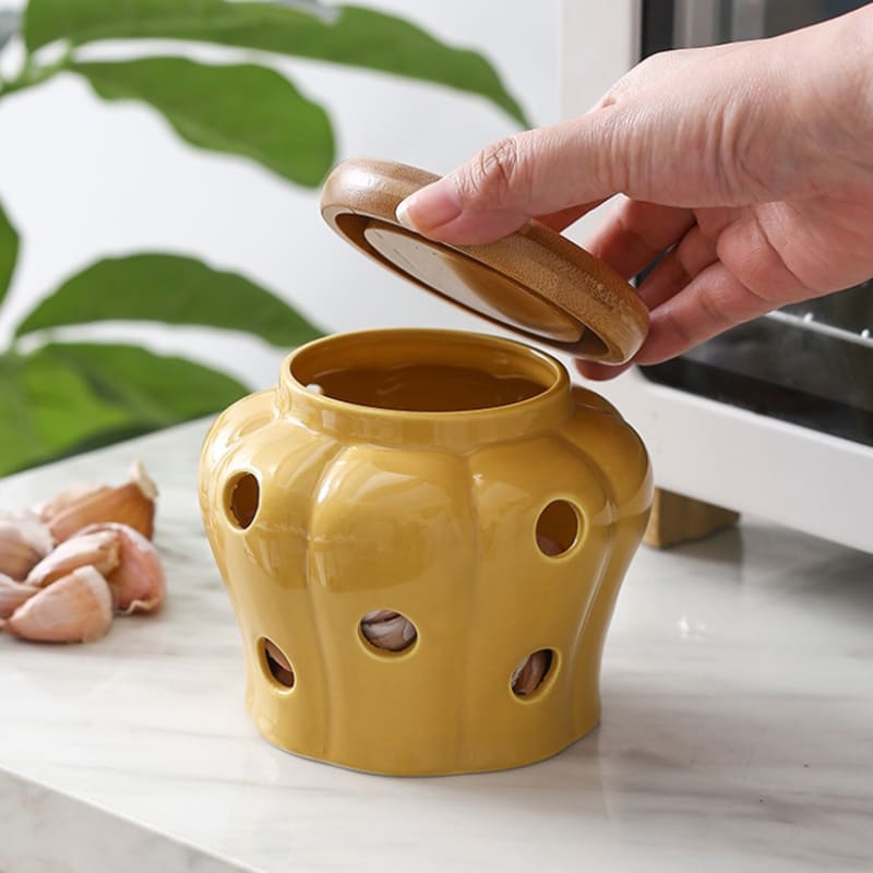 Pote de Cerâmica Decorativo com Tampa de Madeira - Ideal para Decoração de Ambientes