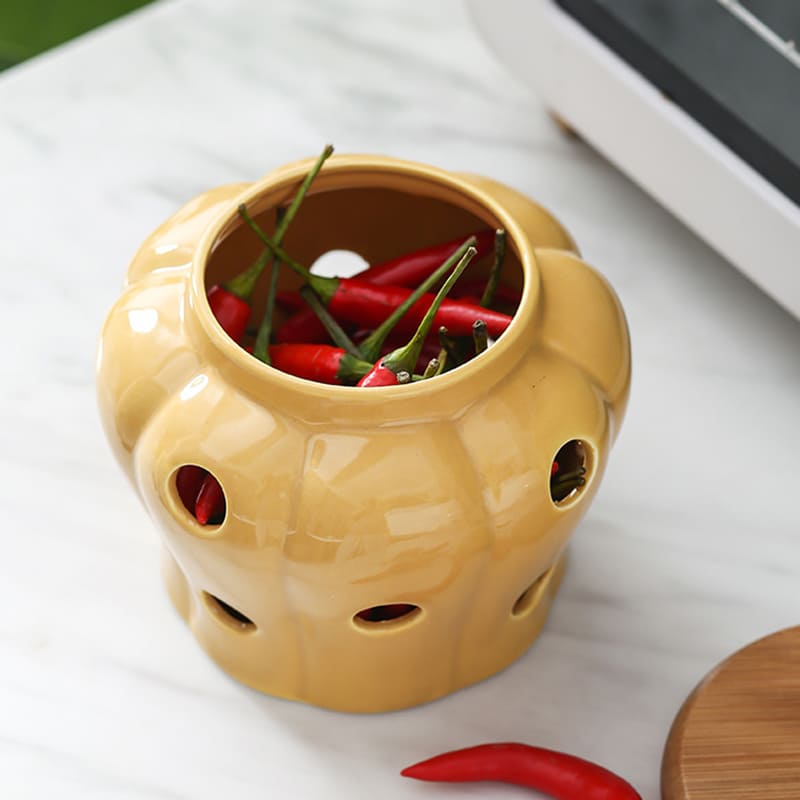 Pote de Cerâmica Decorativo com Tampa de Madeira - Ideal para Decoração de Ambientes