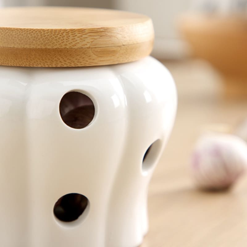 Pote de Cerâmica Decorativo com Tampa de Madeira - Ideal para Decoração de Ambientes
