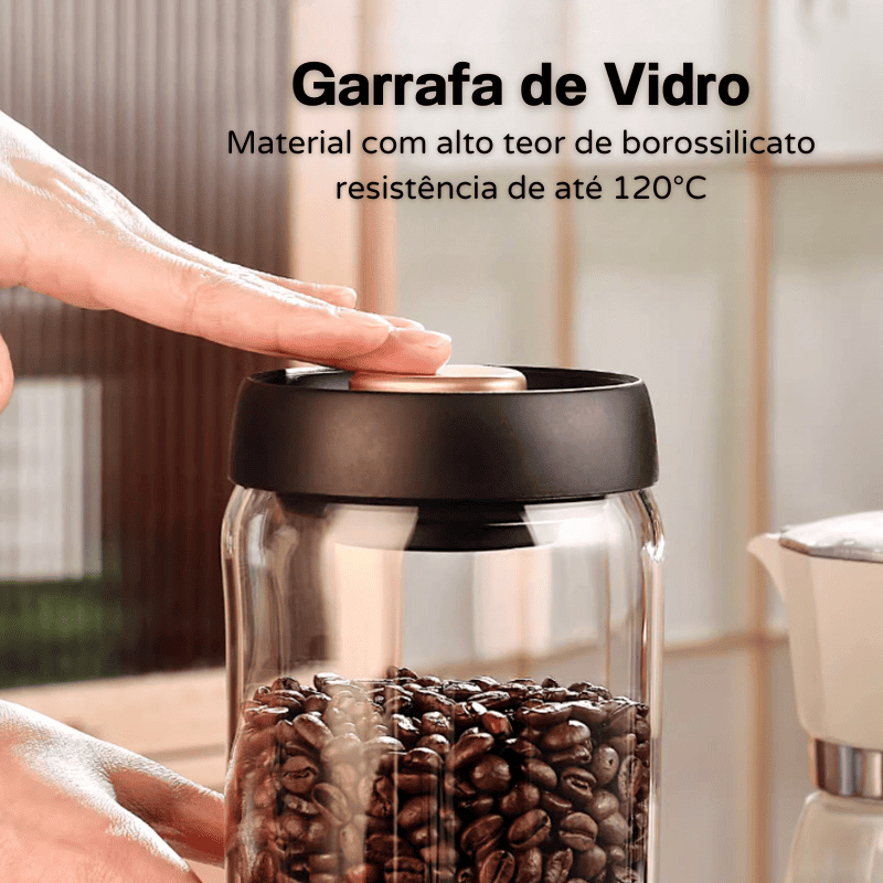 Pote de Vidro com Tampa Hermética para Café a Vácuo