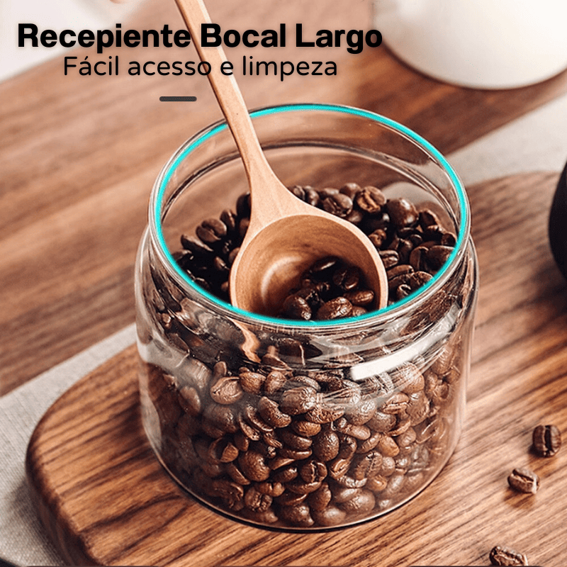 Pote de Vidro com Tampa Hermética para Café a Vácuo