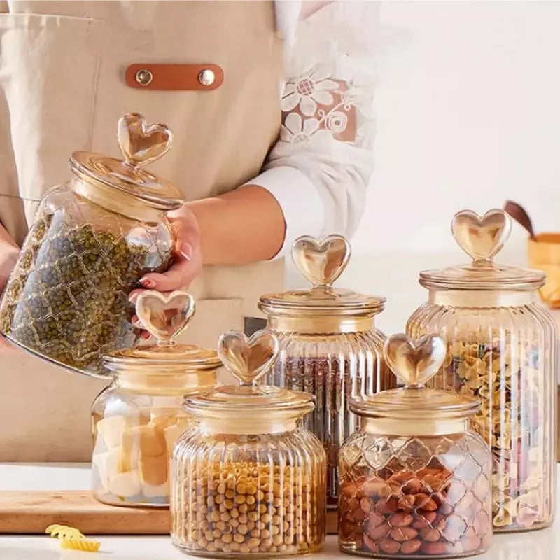Potes de Vidro Herméticos para Armazenamento de Alimentos com Tampa