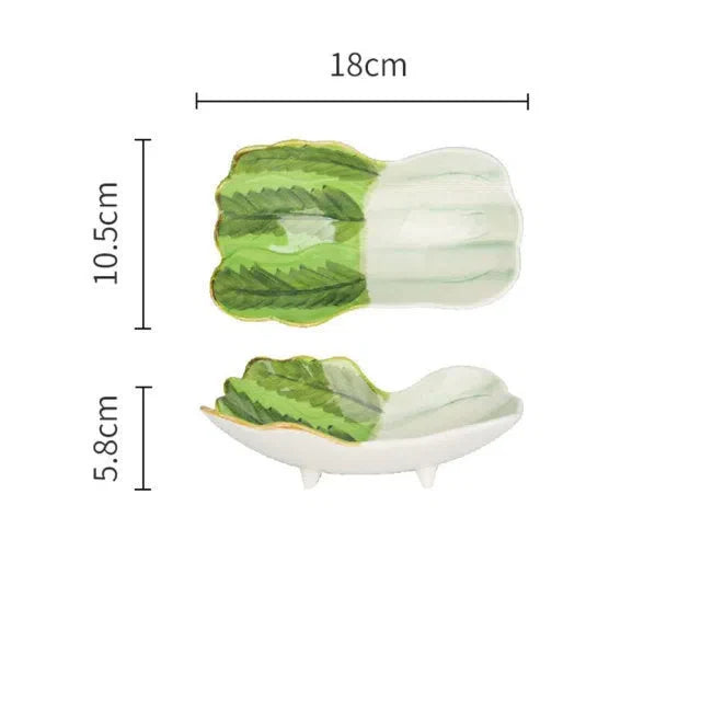 Prato de Cerâmica Decorativo com Estampa de Vegetais