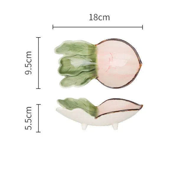 Prato de Cerâmica Decorativo com Estampa de Vegetais