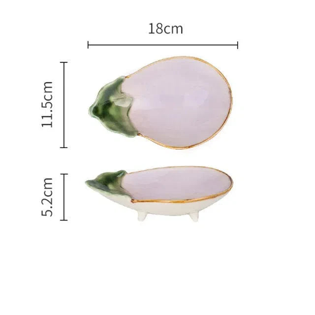 Prato de Cerâmica Decorativo com Estampa de Vegetais