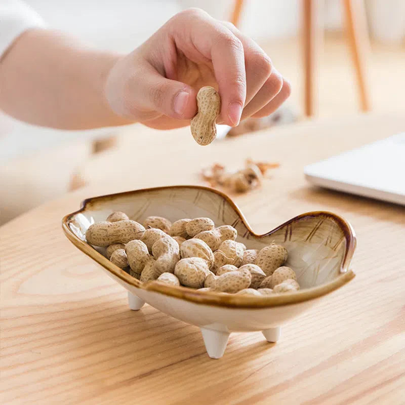 Prato de Cerâmica Decorativo com Estampa de Vegetais