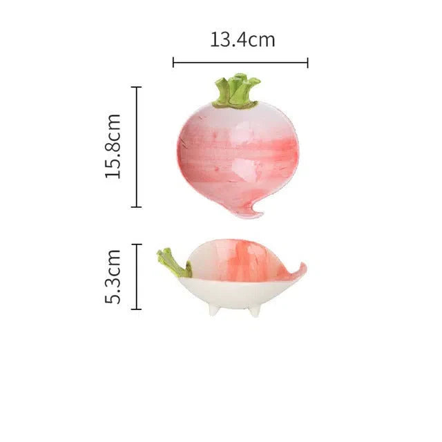 Prato de Cerâmica Decorativo com Estampa de Vegetais