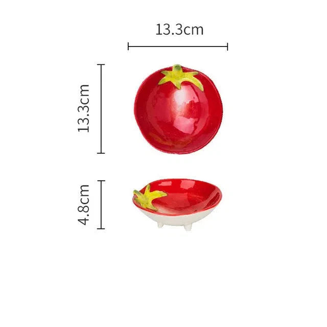 Prato de Cerâmica Decorativo com Estampa de Vegetais