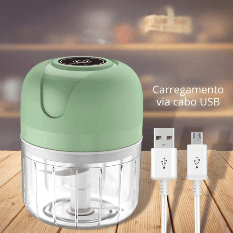 Processador de Alimentos Mini Elétrico USB Portátil - Ideal para Cozinha e Lanches