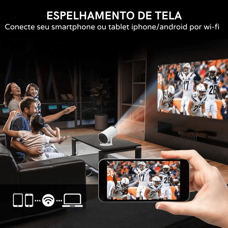 Projetor Portátil 4K Ultra HD 1080p para Cinema em Casa