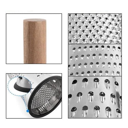 Ralador de Mesa com Alça de Madeira - Utensílio de Cozinha para Ralar Queijos e Legumes
