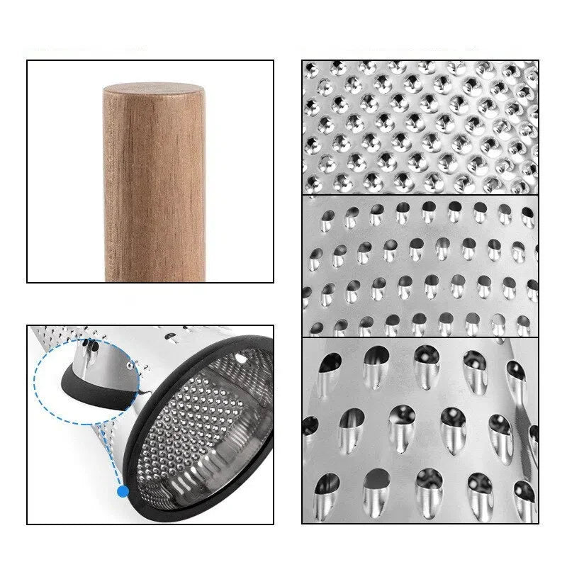 Ralador de Mesa com Alça de Madeira - Utensílio de Cozinha para Ralar Queijos e Legumes