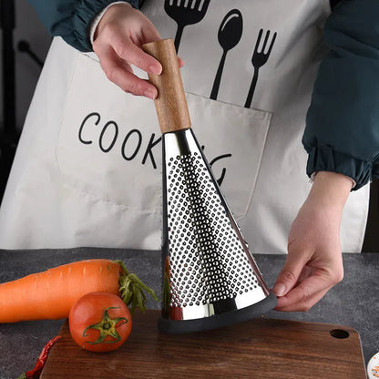 Ralador de Mesa com Alça de Madeira - Utensílio de Cozinha para Ralar Queijos e Legumes