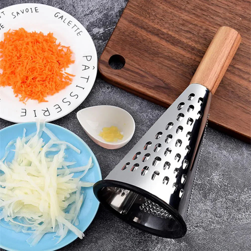 Ralador de Mesa com Alça de Madeira - Utensílio de Cozinha para Ralar Queijos e Legumes