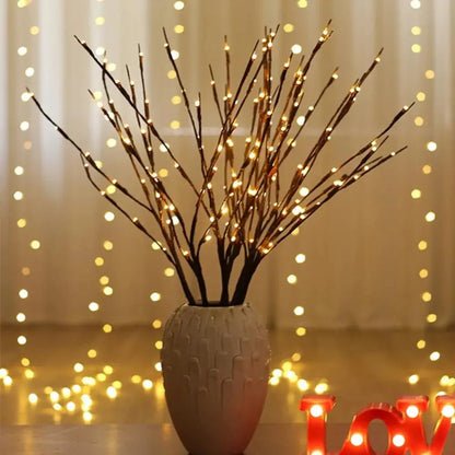 Ramos de Salgueiro com LED Decorativo - Iluminação Elegante para Ambientes