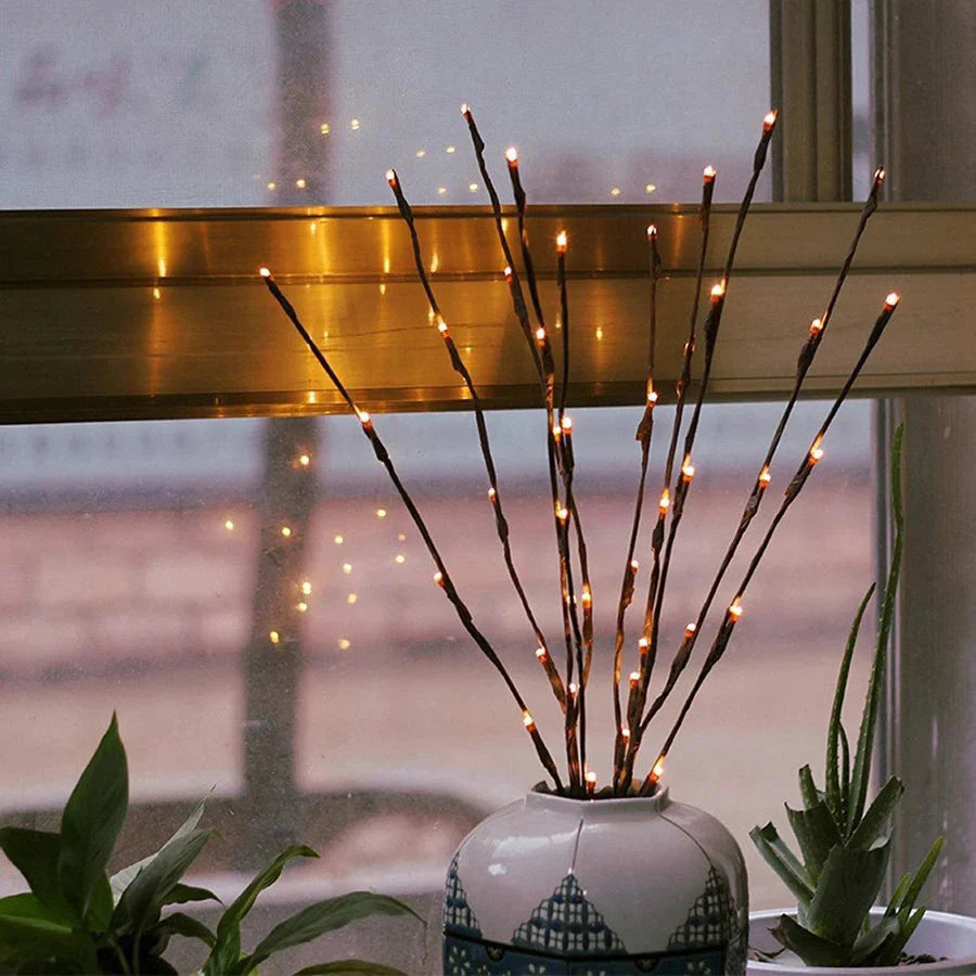 Ramos de Salgueiro com LED Decorativo - Iluminação Elegante para Ambientes
