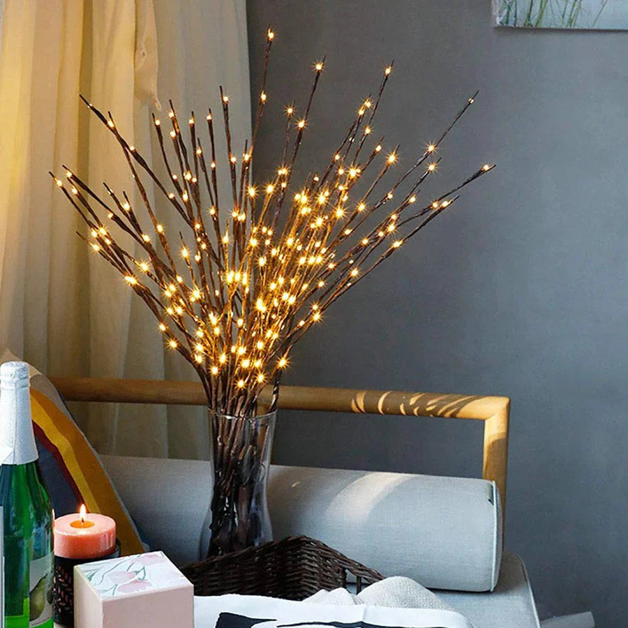 Ramos de Salgueiro com LED Decorativo - Iluminação Elegante para Ambientes