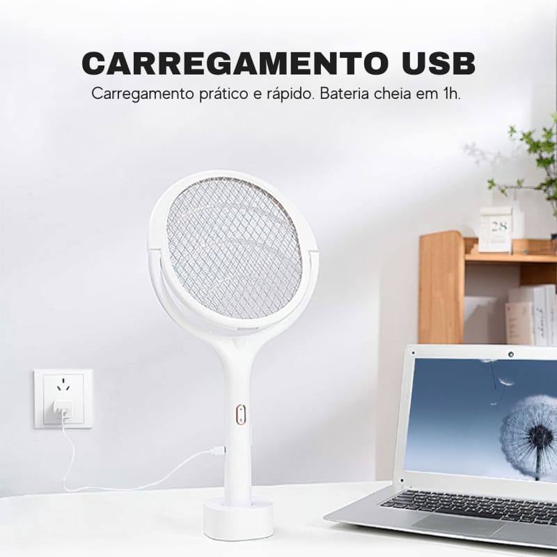 Raquete Elétrica Armadilha para Mosquitos - Inseticida Eficaz, Antimosquitos