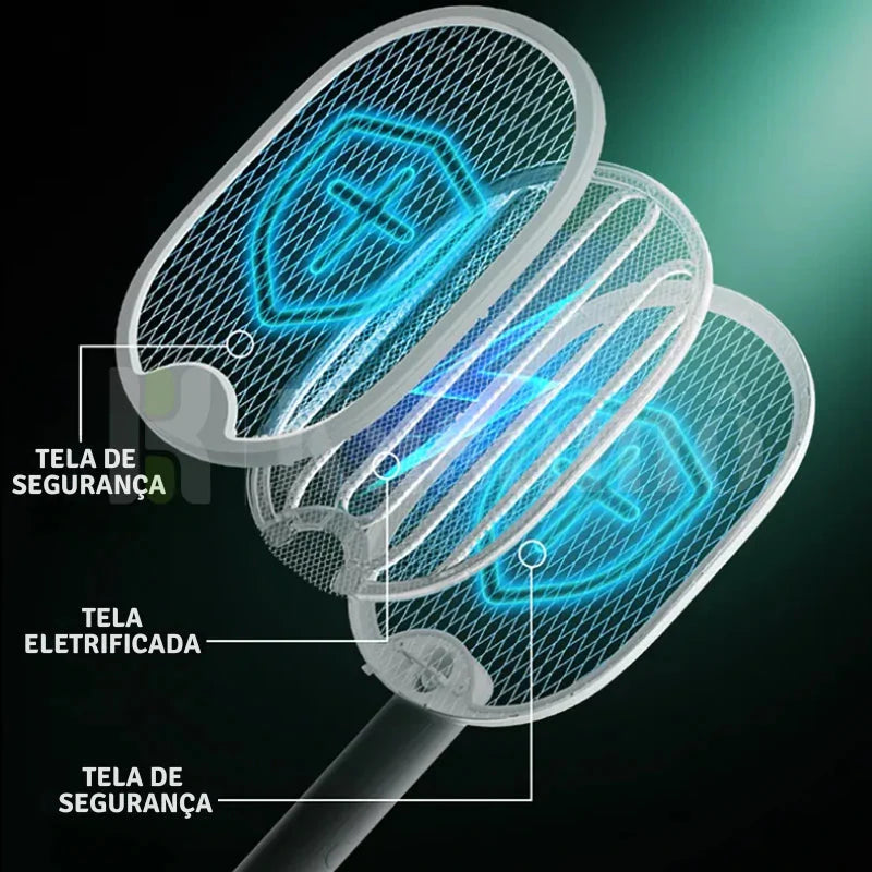 Raquete Elétrica Mata-Mosquito MaxBolt™ com Tecnologia de Ions Atrativos