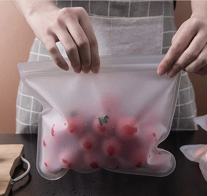 Saco de Silicone para Armazenamento de Alimentos Reutilizável e à Prova de Vazamentos
