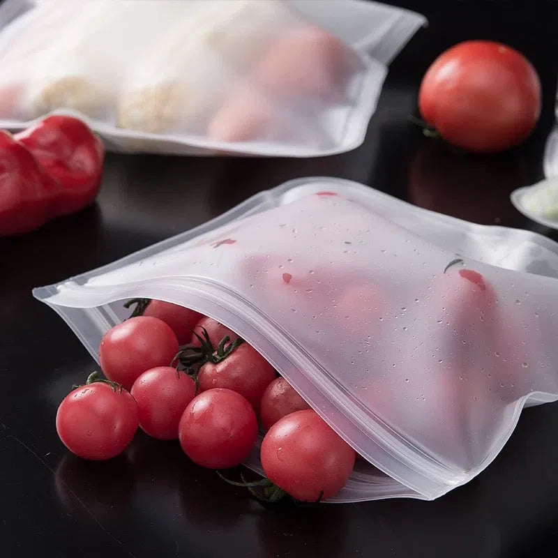 Saco de Silicone para Armazenamento de Alimentos Reutilizável e à Prova de Vazamentos