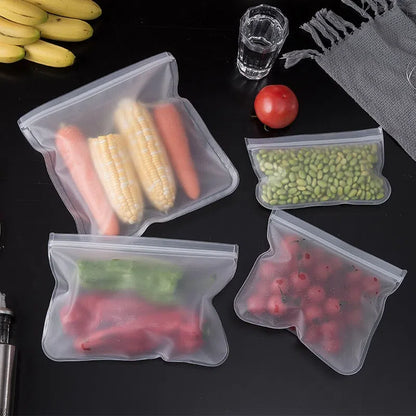 Saco de Silicone para Armazenamento de Alimentos Reutilizável e à Prova de Vazamentos