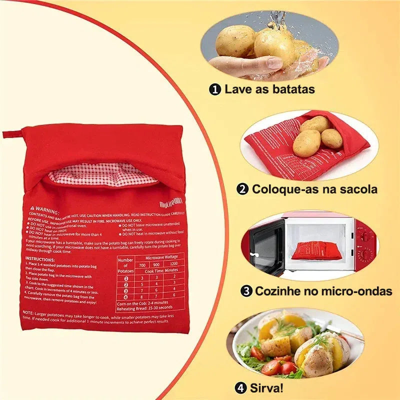 Saco para Cozinhar Batatas no Micro-ondas - Prático e Reutilizável