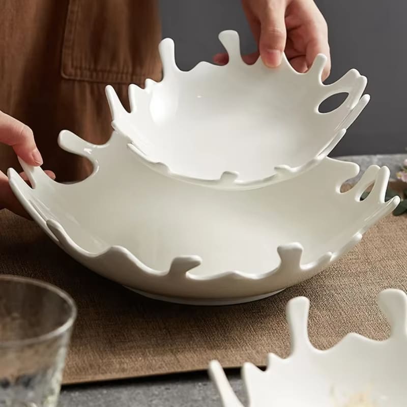 Saladeira de Cerâmica Irregular para Mesa Posta - Prato Decorativo