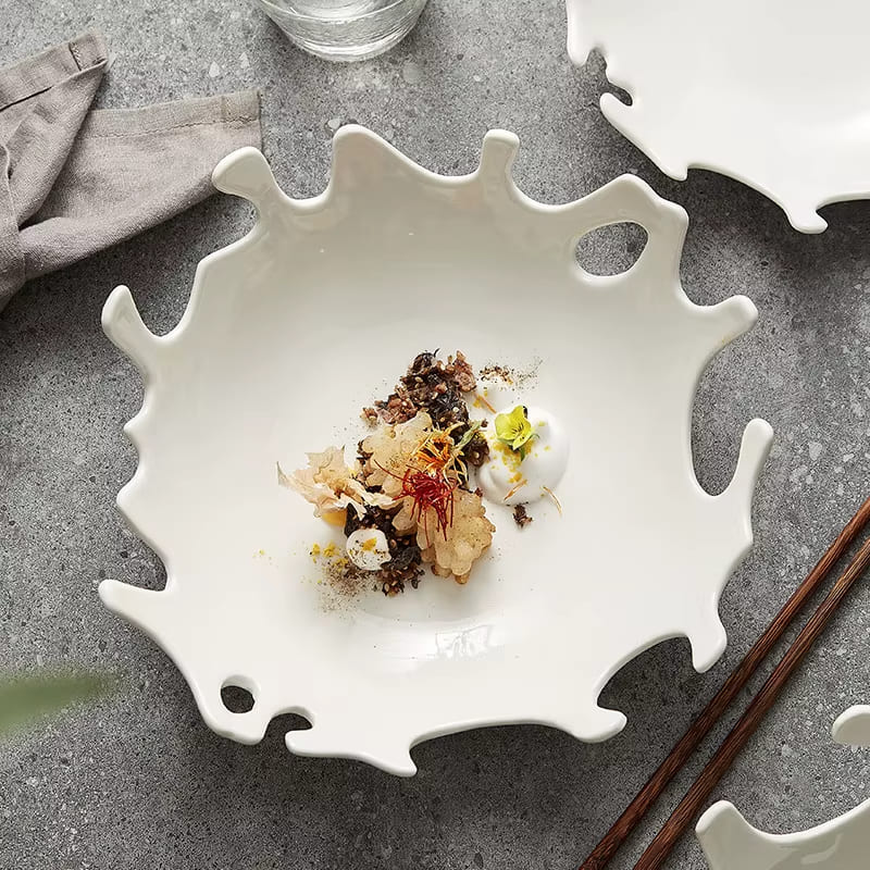 Saladeira de Cerâmica Irregular para Mesa Posta - Prato Decorativo