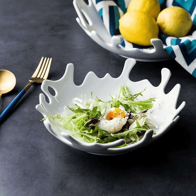 Saladeira de Cerâmica Irregular para Mesa Posta - Prato Decorativo