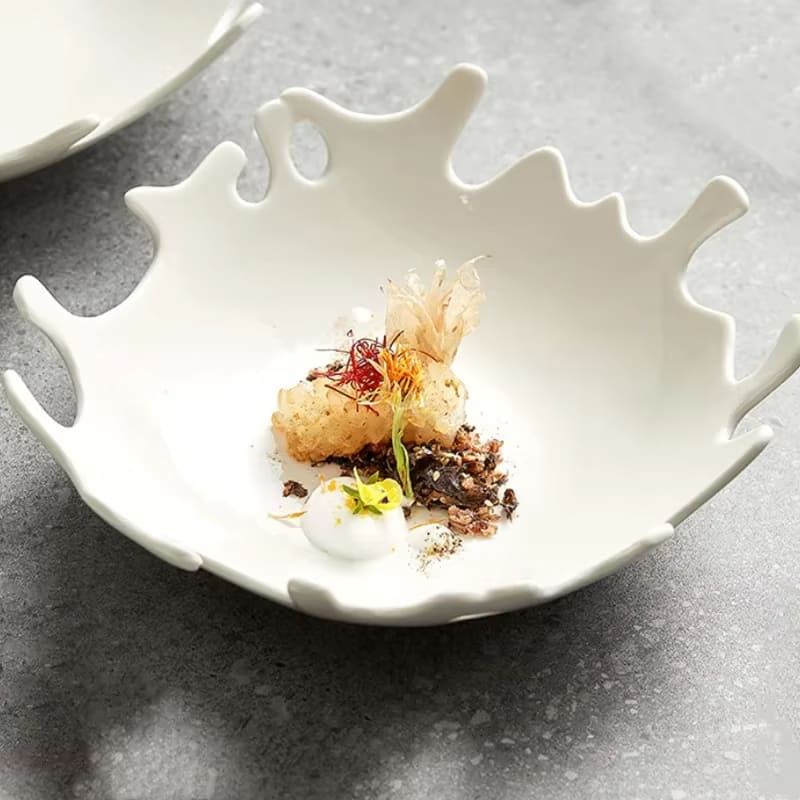 Saladeira de Cerâmica Irregular para Mesa Posta - Prato Decorativo