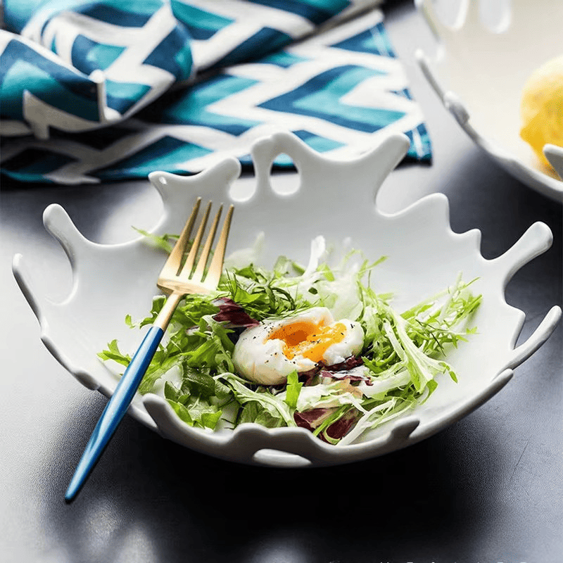 Saladeira de Cerâmica Irregular para Mesa Posta - Prato Decorativo