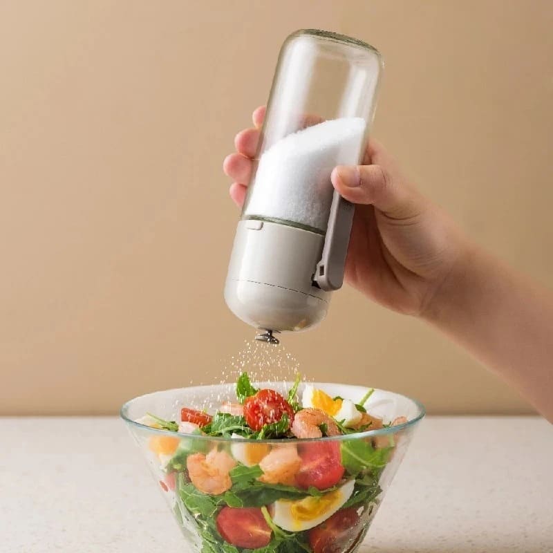 Saleiro Porta Sal e Temperos com Medidor - Utensílio de Cozinha Prático