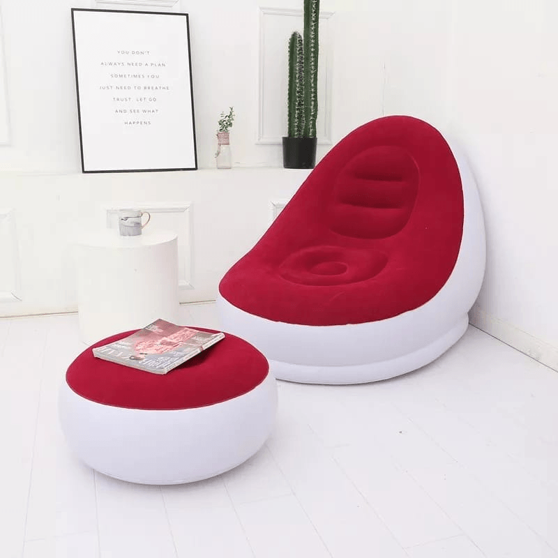 Sofá Inflável Portátil com Puff Acompanha - Ideal para Camping e Eventos