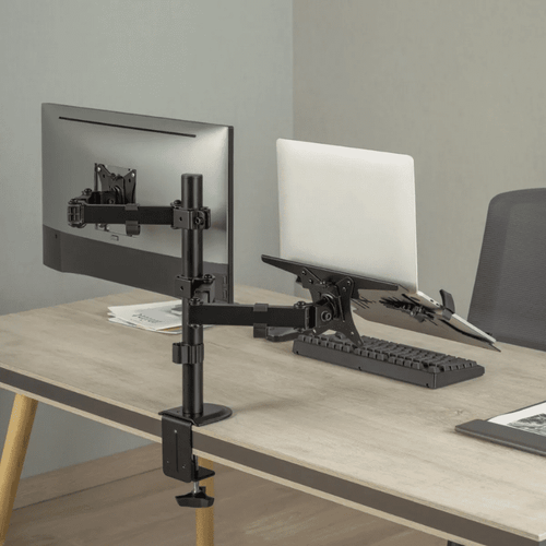 Suporte Articulado para Monitor e Notebook de Mesa - Ajustável e Ergonômico