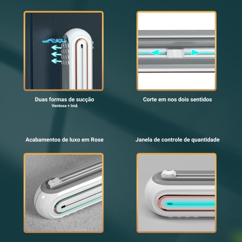 Suporte Cortador para Papel Filme, Papel Plástico e Papel Alumínio - Acessório Prático para Cozinha