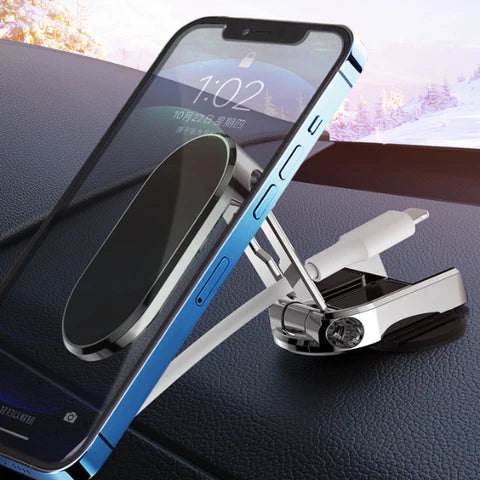 Suporte Dobrável de Metal para Telefone no Carro - Acessório Prático e Ajustável