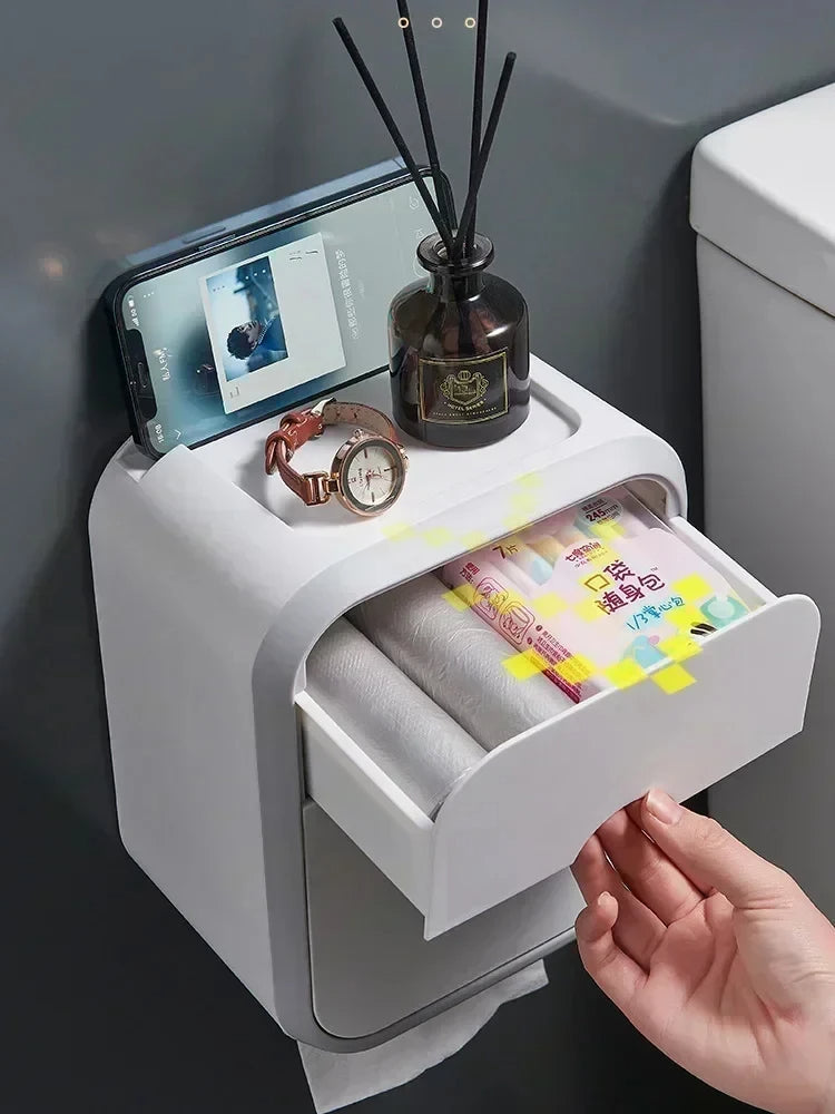 Suporte Multifuncional para Papel Higiênico - Organizador de Banheiro