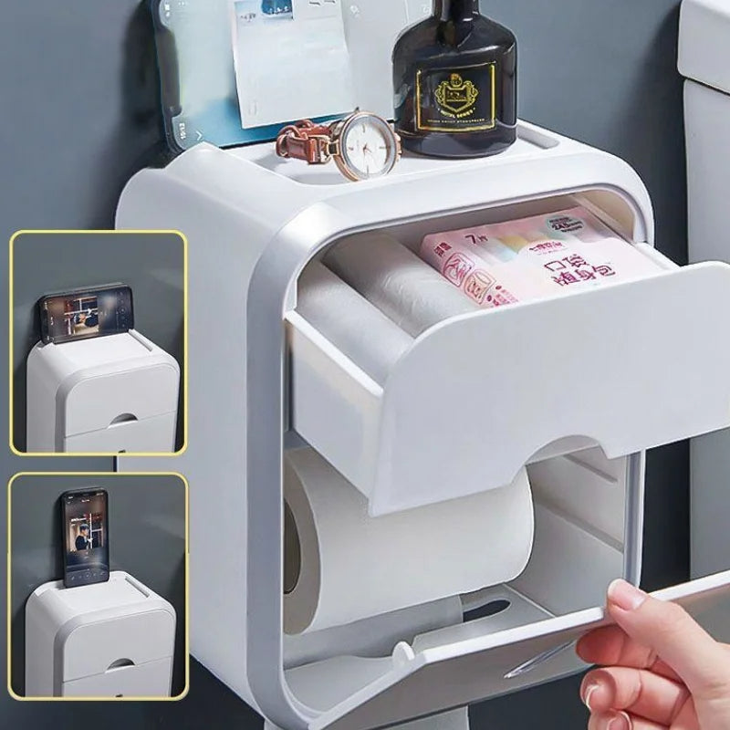 Suporte Multifuncional para Papel Higiênico - Organizador de Banheiro