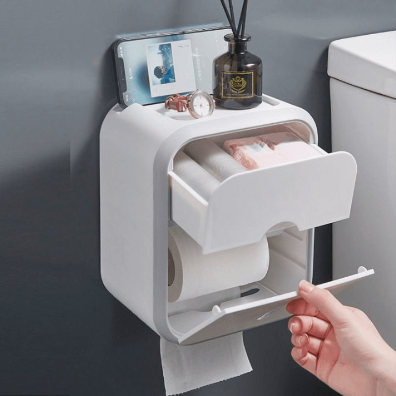 Suporte Multifuncional para Papel Higiênico - Organizador de Banheiro