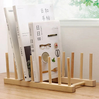 Suporte de Bambu para Pratos - Organizador de Cozinha